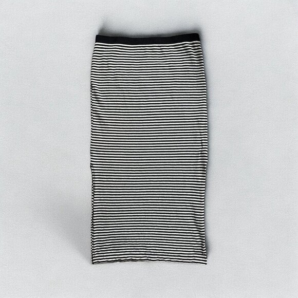 Gap Womens Maxi Skirt S Striped Black White 100% Cotton Side Slits Casual Work - Picture 1 of 7